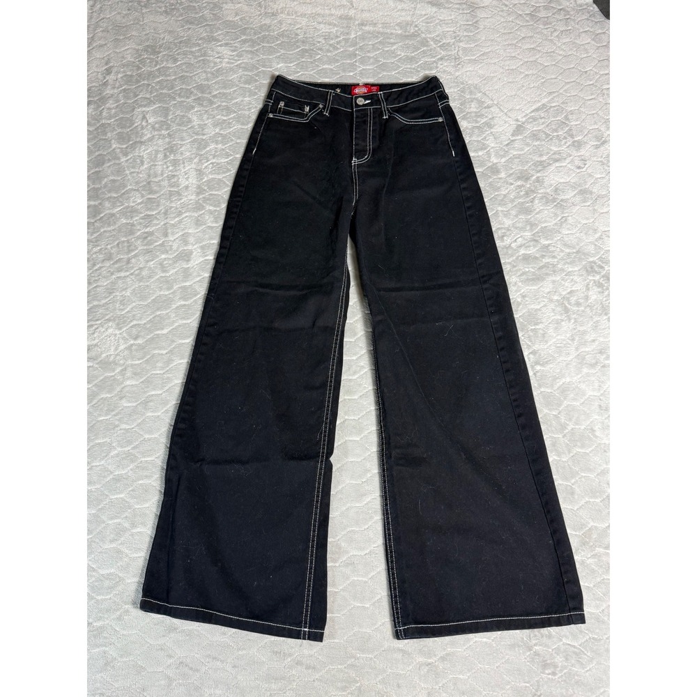 Dickies Black Wide Leg Contrast Stitch Y2K Grunge Pants Womens 1/25
